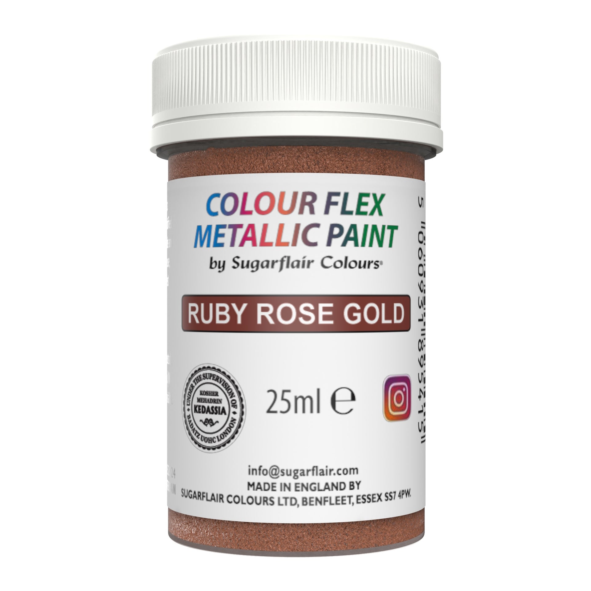 Sugarflair Edible Metallic Paint - Ruby Rose Gold 25ml