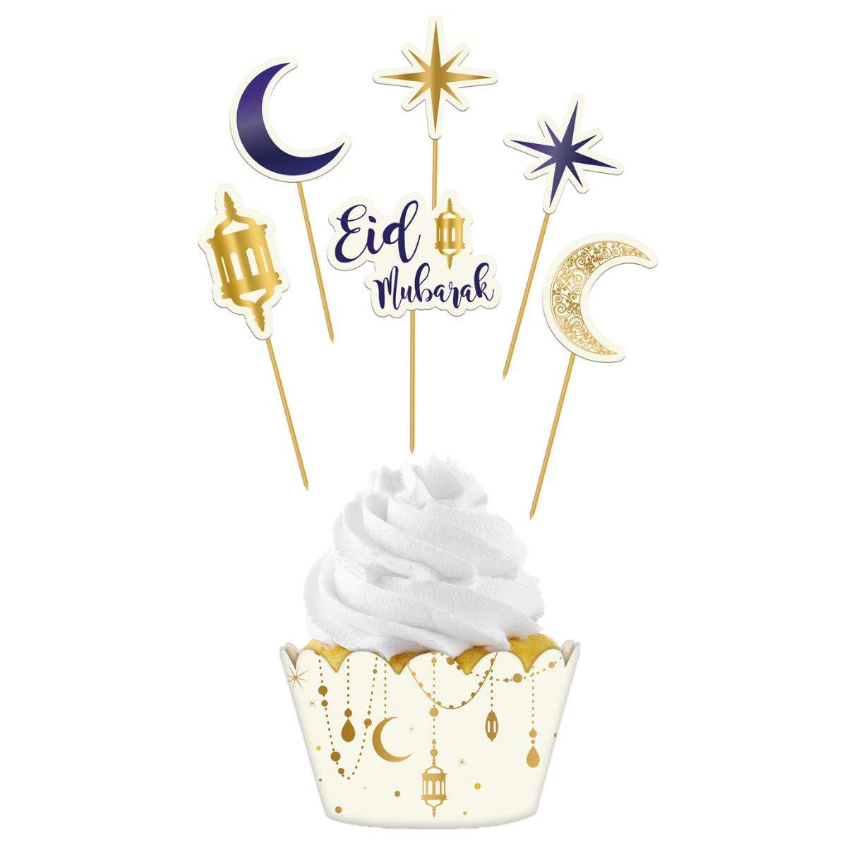 Folat Set de Décoration pour Cupcakes Eid Mubarak set/12